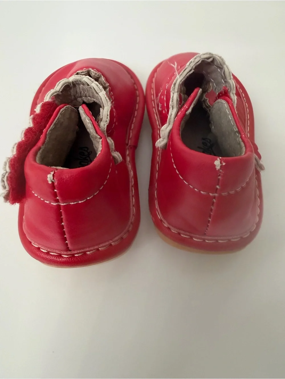 Toddler Red Leather Hook-and-Loop Mary Jane Walkers Size 3